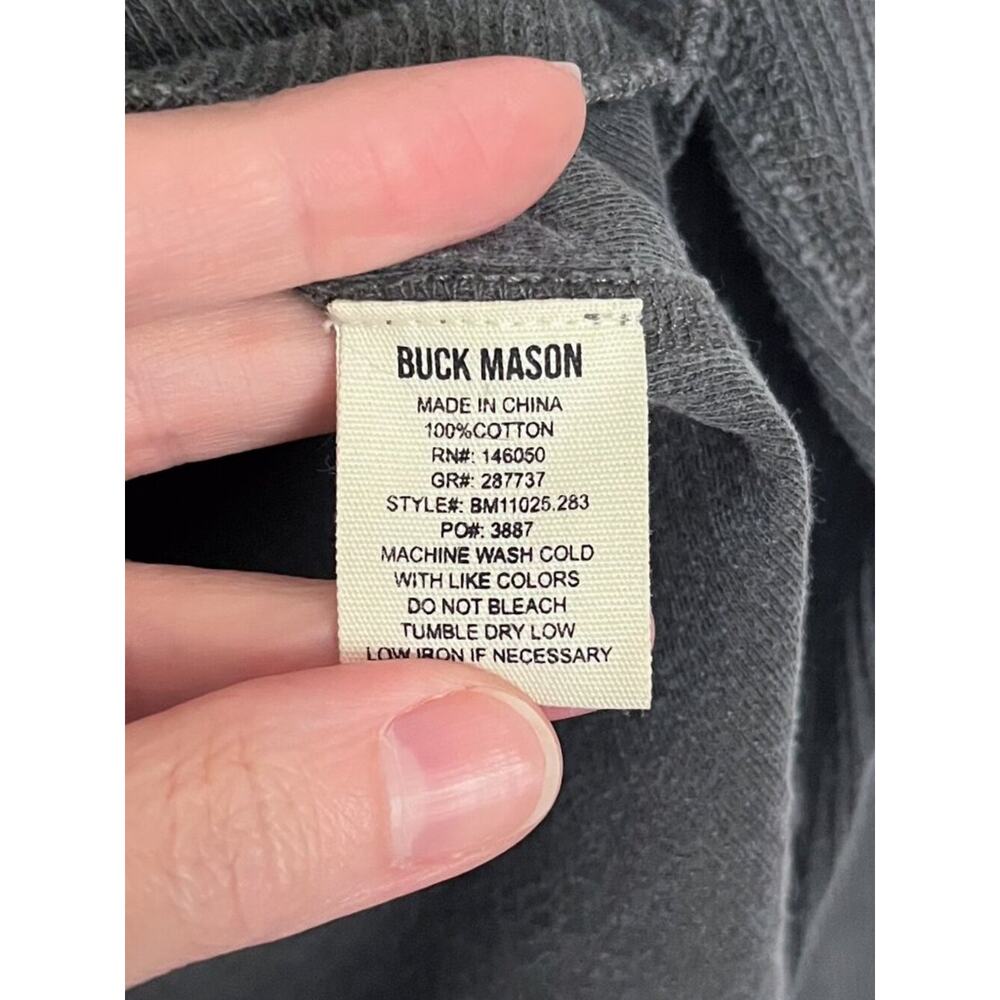Buck Mason Vintage Thermal Surplus Tee Long Sleeve Waffle Crew Size Medium Gray - Picture 10 of 14